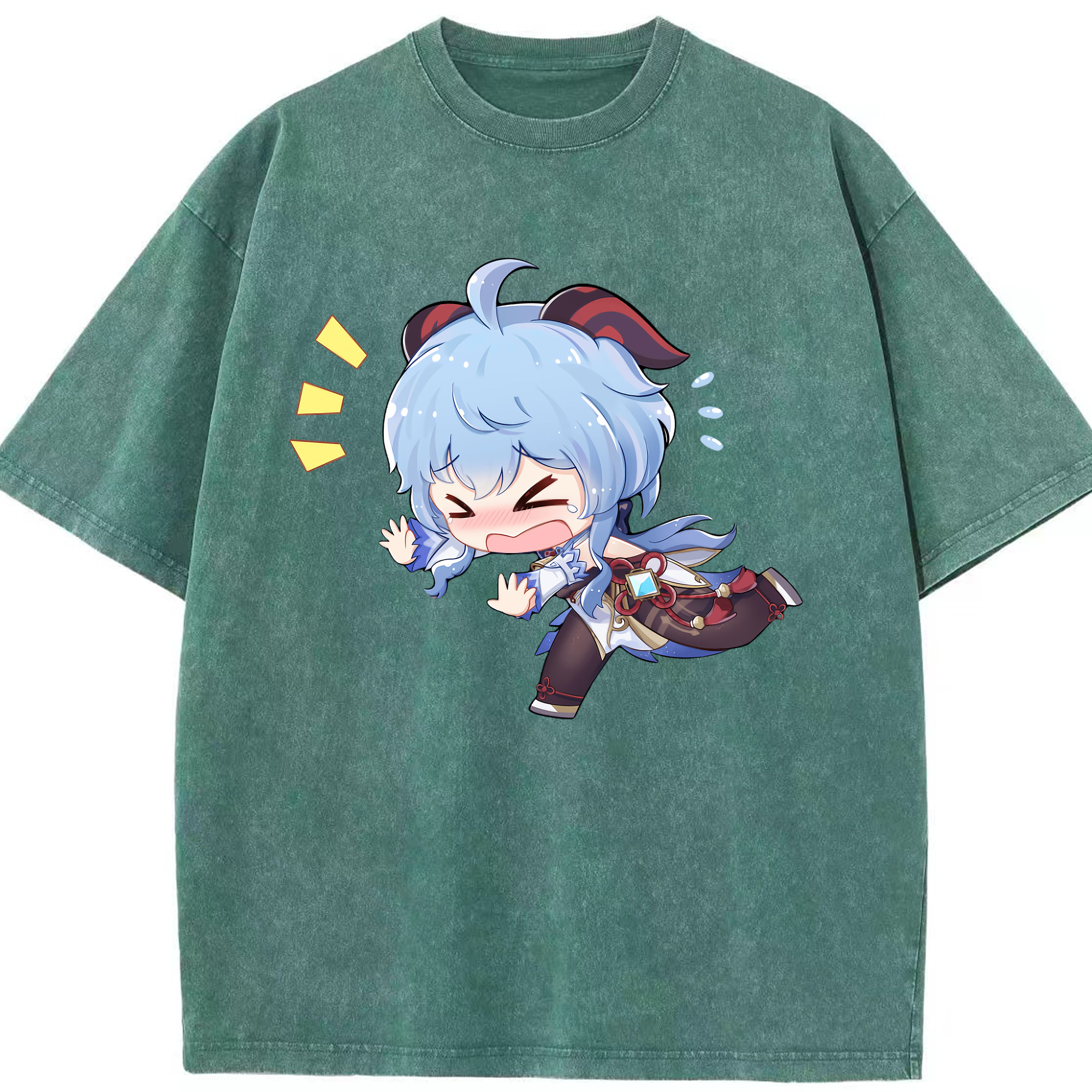 げんし神 甘雨 かんう genshin Ganyu 綿100% ヴィンテージ風 半袖Tシャツ（フロントプリント）